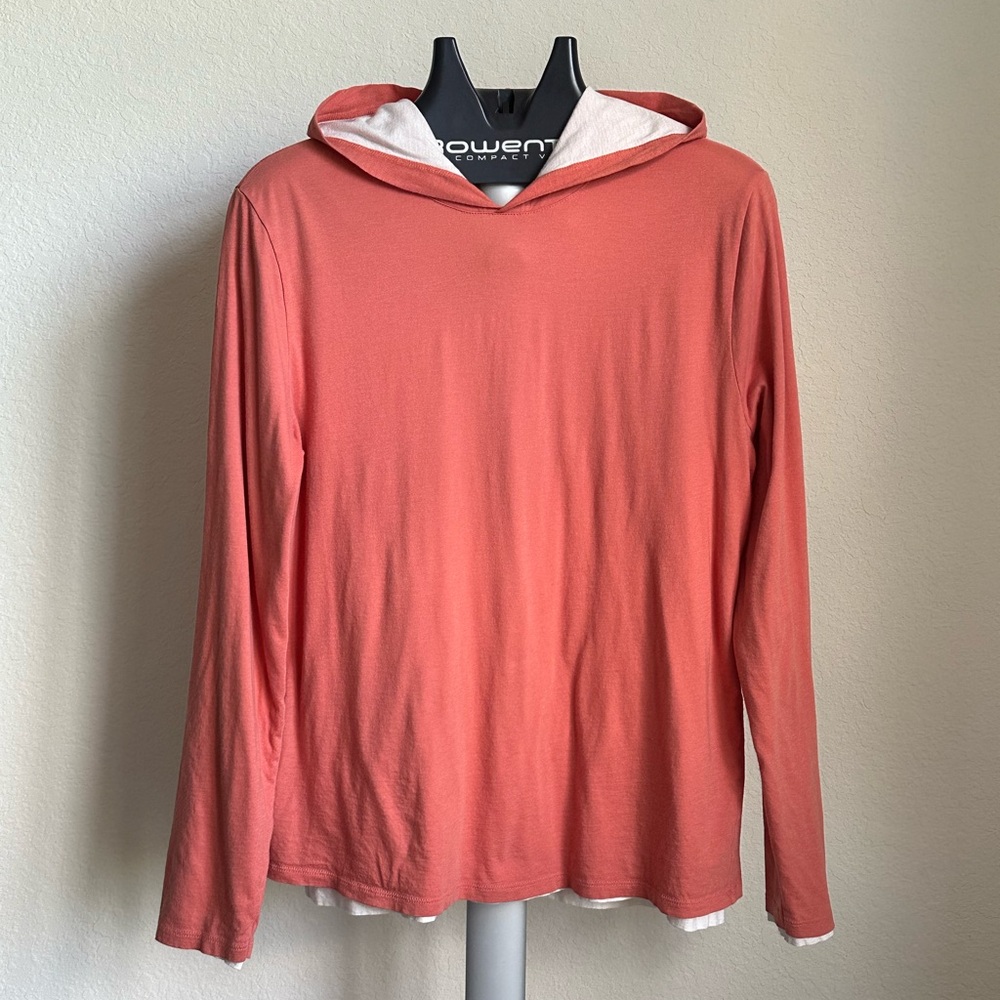 Vince Double Layer Long Sleeve Hooded Tee